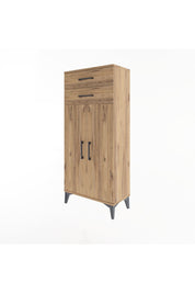 Arges Dolap 2 Raflı 2 Çekmeceli 2 Kapaklı 60x30x134 Çam-Çam