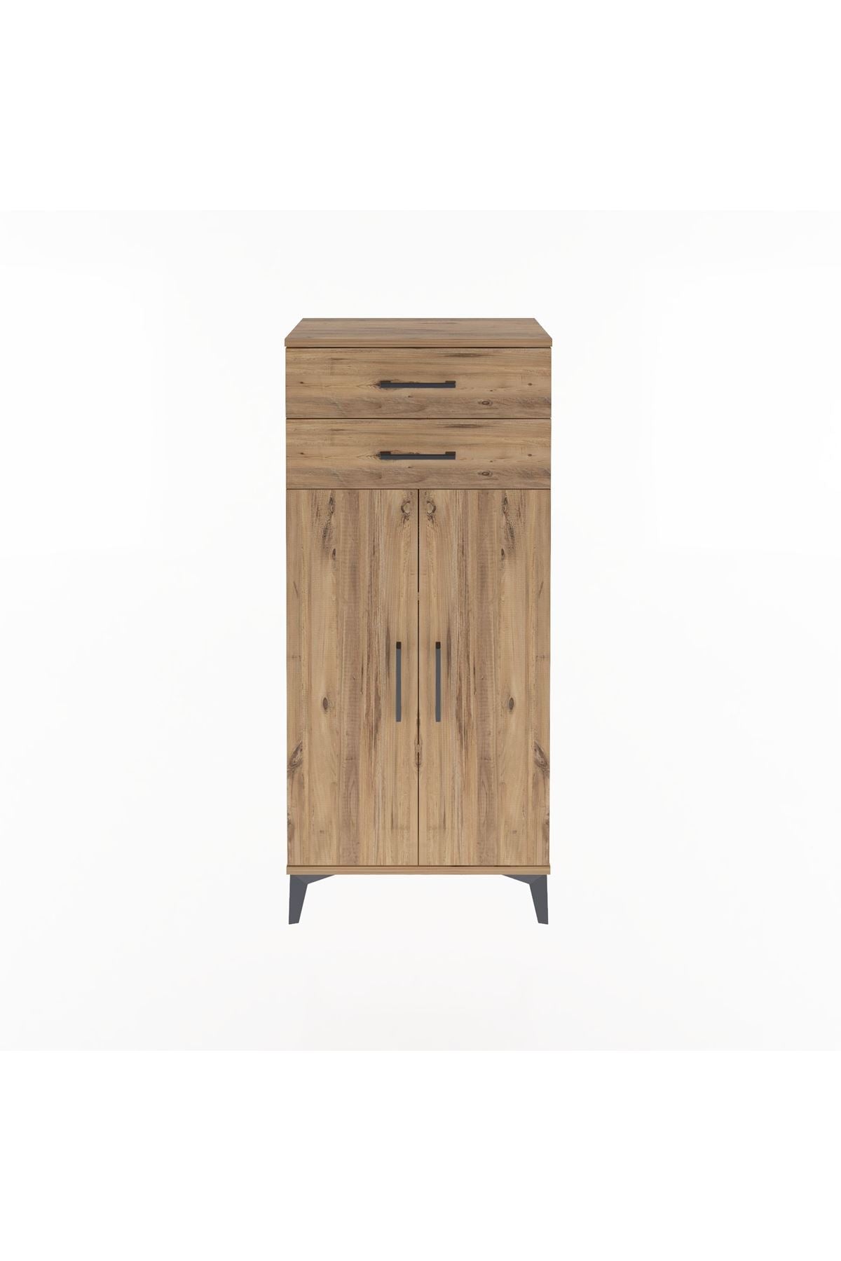 Arges Dolap 2 Raflı 2 Çekmeceli 2 Kapaklı 60x30x134 Çam-Çam