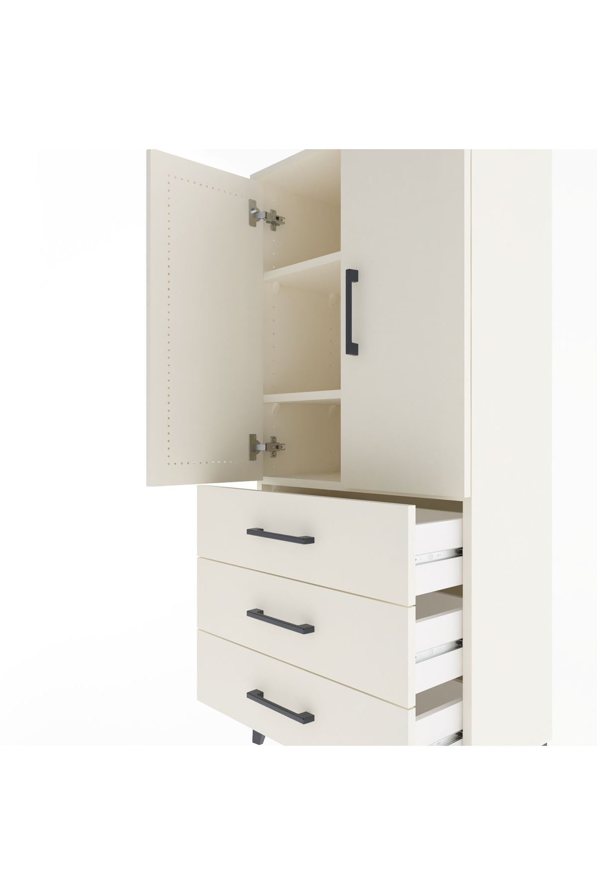 Arges Dolap 3 Raflı 3 Çekmeceli 2 Kapaklı 60x30x134 Aytaşı-Aytaşı