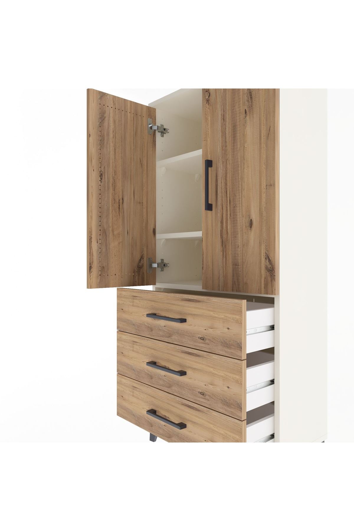 Arges Dolap 3 Raflı 3 Çekmeceli 2 Kapaklı 60x30x134 Aytaşı-Çam