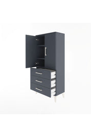 Arges Dolap 3 Raflı 3 Çekmeceli 2 Kapaklı 60x30x134 Antrasit-Antrasit