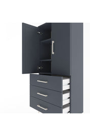 Arges Dolap 3 Raflı 3 Çekmeceli 2 Kapaklı 60x30x134 Antrasit-Antrasit