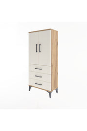 Arges Dolap 3 Raflı 3 Çekmeceli 2 Kapaklı 60x30x134 Çam-Aytaşı