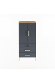 Arges Dolap 3 Raflı 3 Çekmeceli 2 Kapaklı 60x30x134 Çam-Antrasit