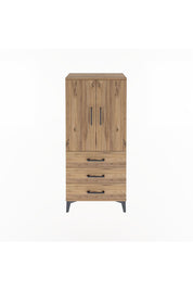Arges Dolap 3 Raflı 3 Çekmeceli 2 Kapaklı 60x30x134 Çam-Çam