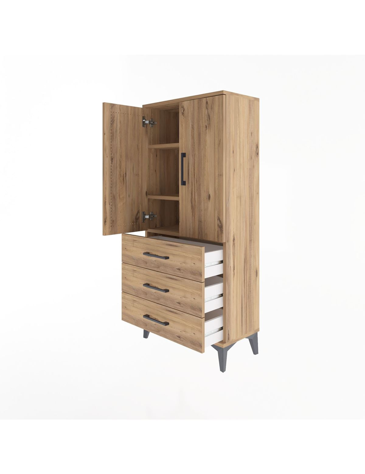 Arges Dolap 3 Raflı 3 Çekmeceli 2 Kapaklı 60x30x134 - S17M116V9A