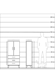 Arges Dolap 3 Raflı 3 Çekmeceli 2 Kapaklı 60x30x134 Çam-Çam