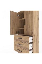 Arges Dolap 3 Raflı 3 Çekmeceli 2 Kapaklı 60x30x134 Çam-Çam