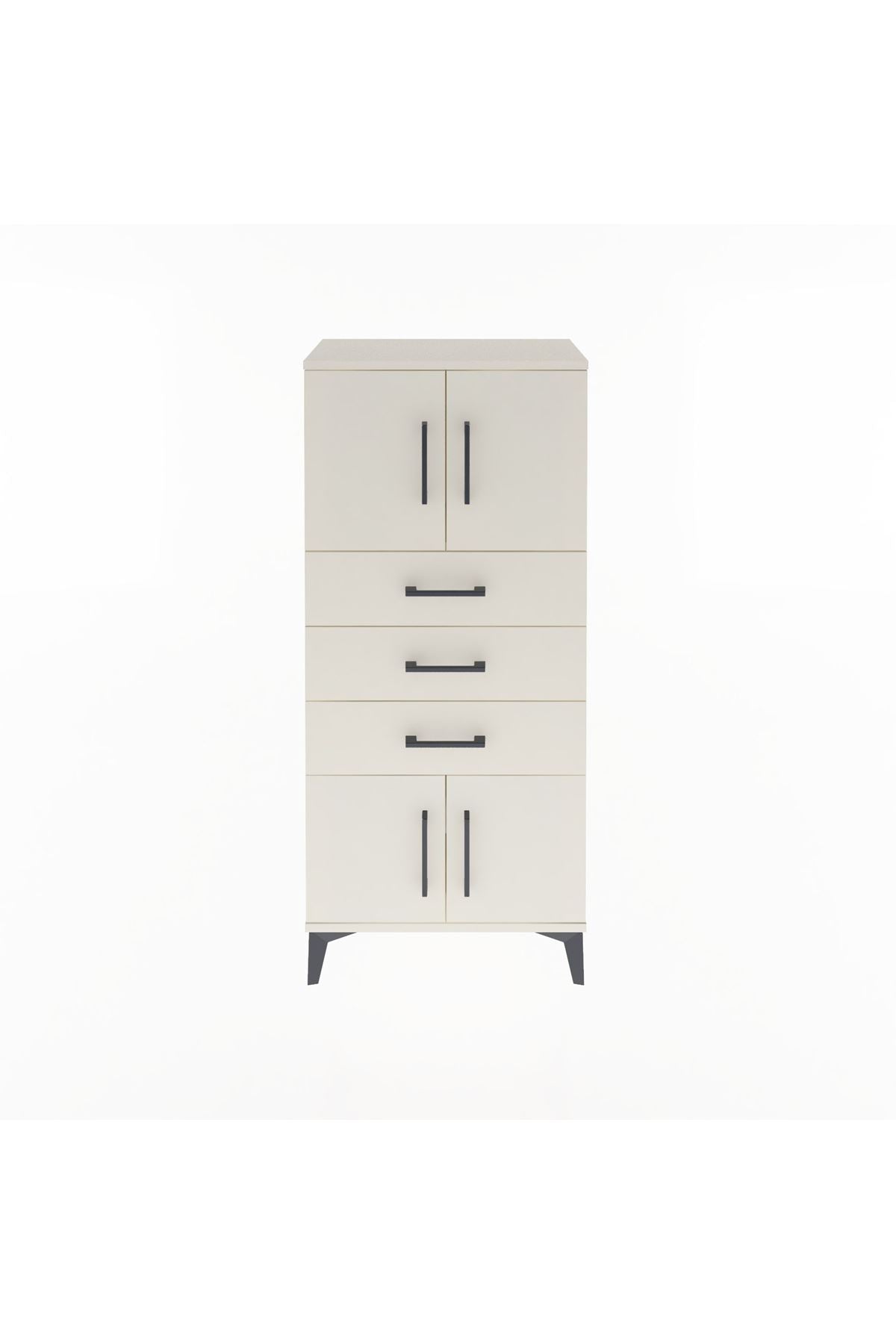 Arges Dolap Tek Raflı 3 Çekmeceli 4 Kapaklı 60x30x134 Aytaşı-Aytaşı