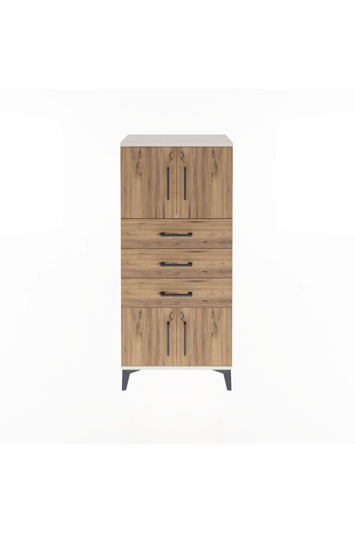 Arges Dolap Tek Raflı 3 Çekmeceli 4 Kapaklı 60x30x134 Aytaşı-Çam