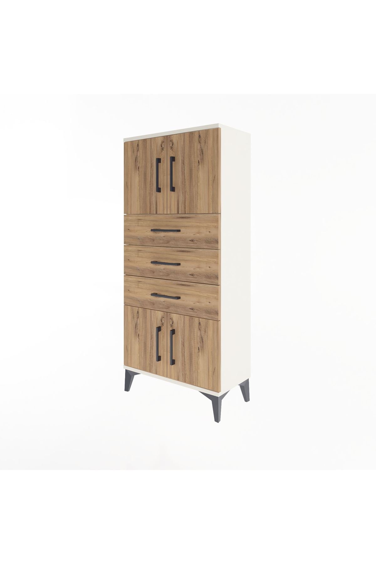 Arges Dolap Tek Raflı 3 Çekmeceli 4 Kapaklı 60x30x134 Aytaşı-Çam