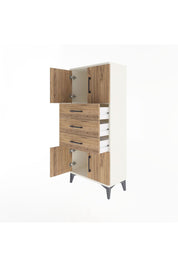 Arges Dolap Tek Raflı 3 Çekmeceli 4 Kapaklı 60x30x134 Aytaşı-Çam