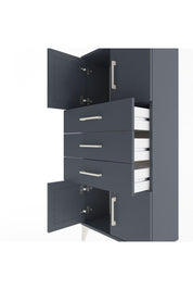 Arges Dolap Tek Raflı 3 Çekmeceli 4 Kapaklı 60x30x134 Antrasit-Antrasit