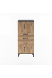 Arges Dolap Tek Raflı 3 Çekmeceli 4 Kapaklı 60x30x134 Antrasit-Çam