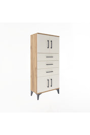 Arges Dolap Tek Raflı 3 Çekmeceli 4 Kapaklı 60x30x134 Çam-Aytaşı