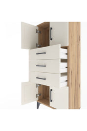 Arges Dolap Tek Raflı 3 Çekmeceli 4 Kapaklı 60x30x134 Çam-Aytaşı