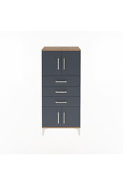 Arges Dolap Tek Raflı 3 Çekmeceli 4 Kapaklı 60x30x134 Çam-Antrasit