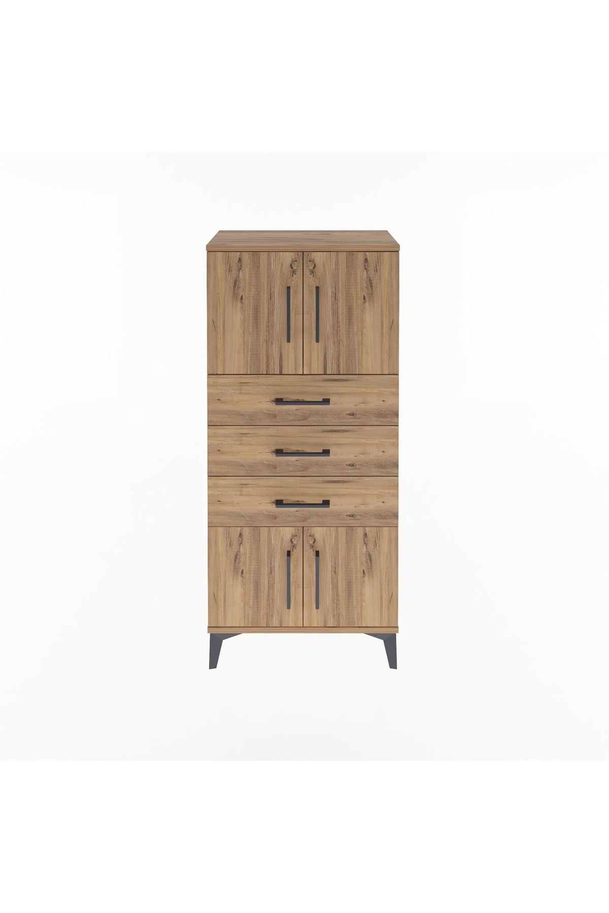 Arges Dolap Tek Raflı 3 Çekmeceli 4 Kapaklı 60x30x134 Çam-Çam