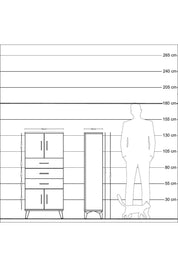 Arges Dolap Tek Raflı 3 Çekmeceli 4 Kapaklı 60x30x134 Çam-Çam