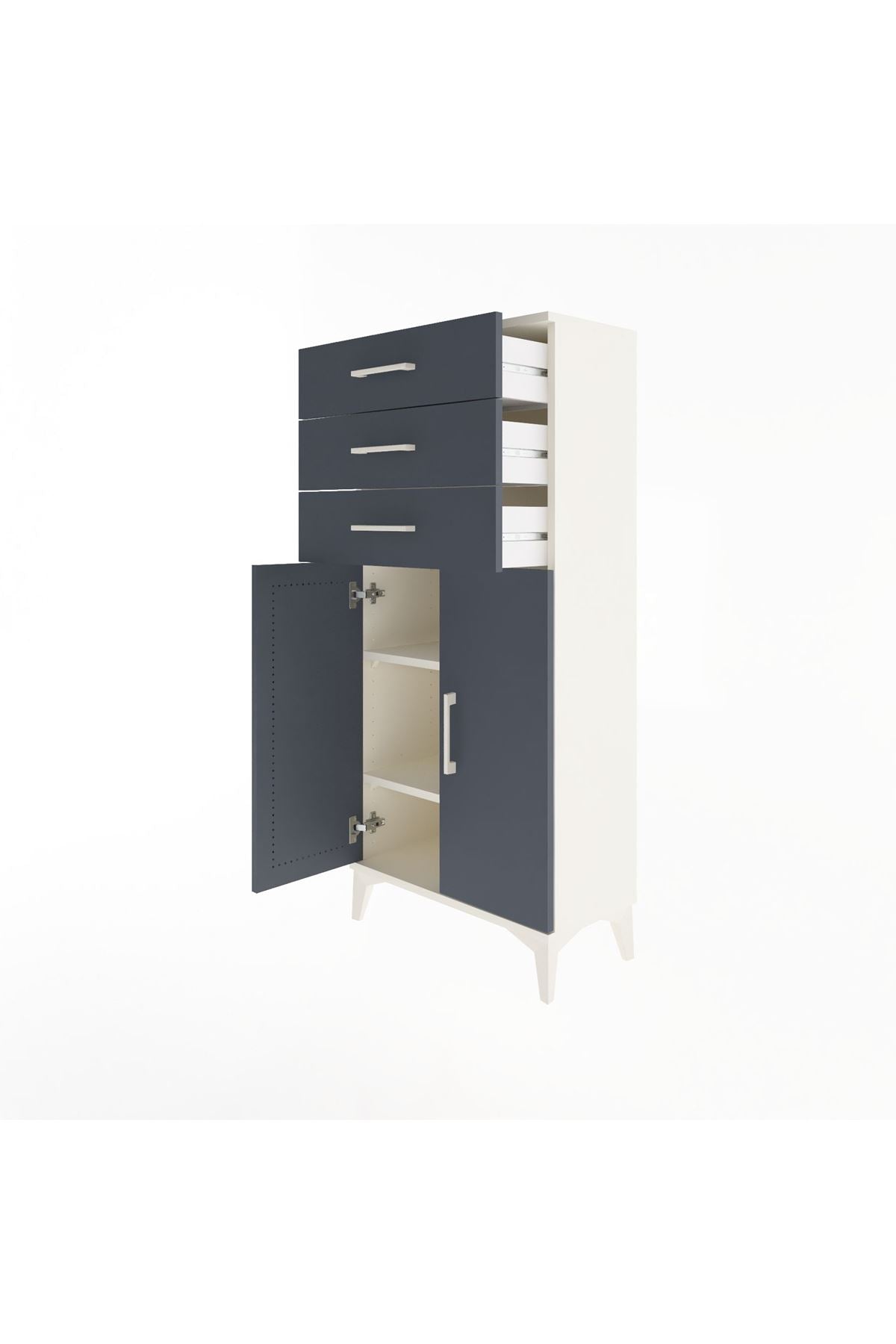 Arges Dolap 2 Raflı 3 Çekmeceli 2 Kapaklı 60x30x134 Aytaşı-Antrasit