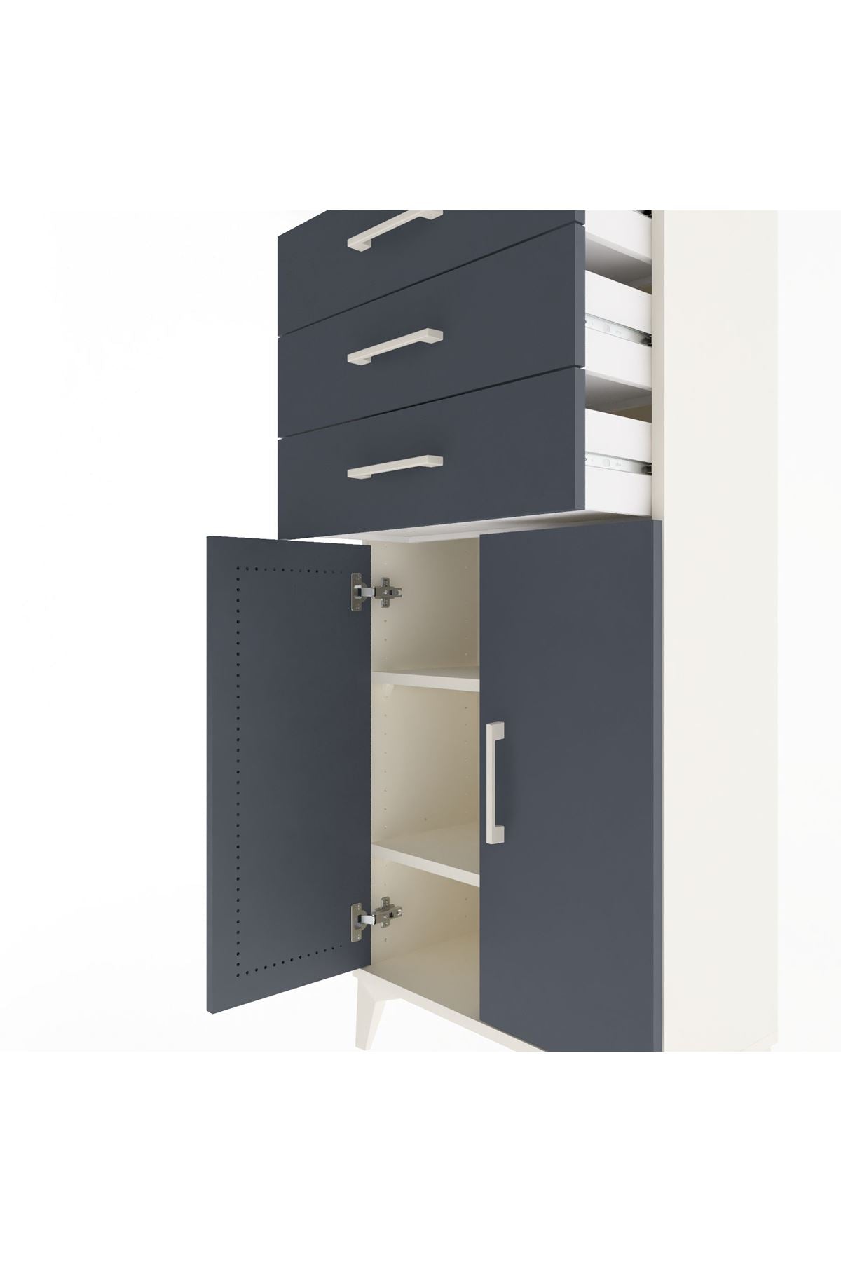 Arges Dolap 2 Raflı 3 Çekmeceli 2 Kapaklı 60x30x134 Aytaşı-Antrasit