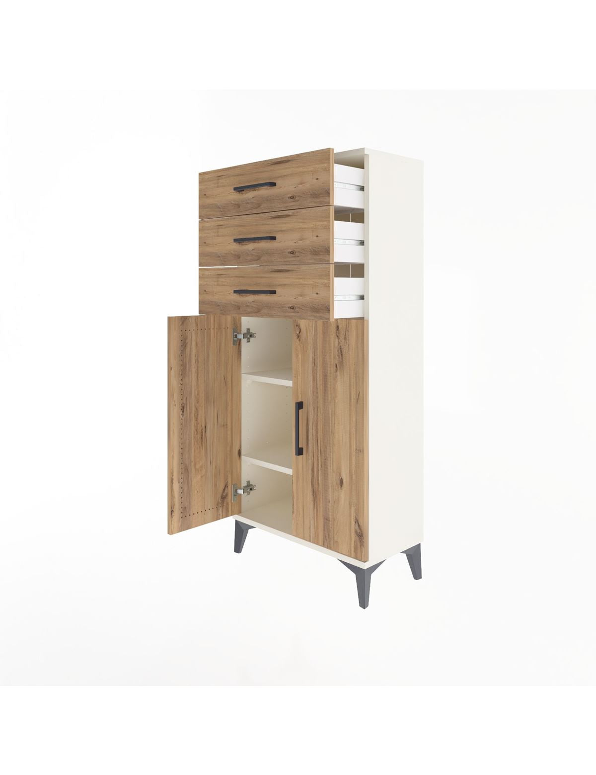 Arges Dolap 2 Raflı 3 Çekmeceli 2 Kapaklı 60x30x134 - S17M118V3A