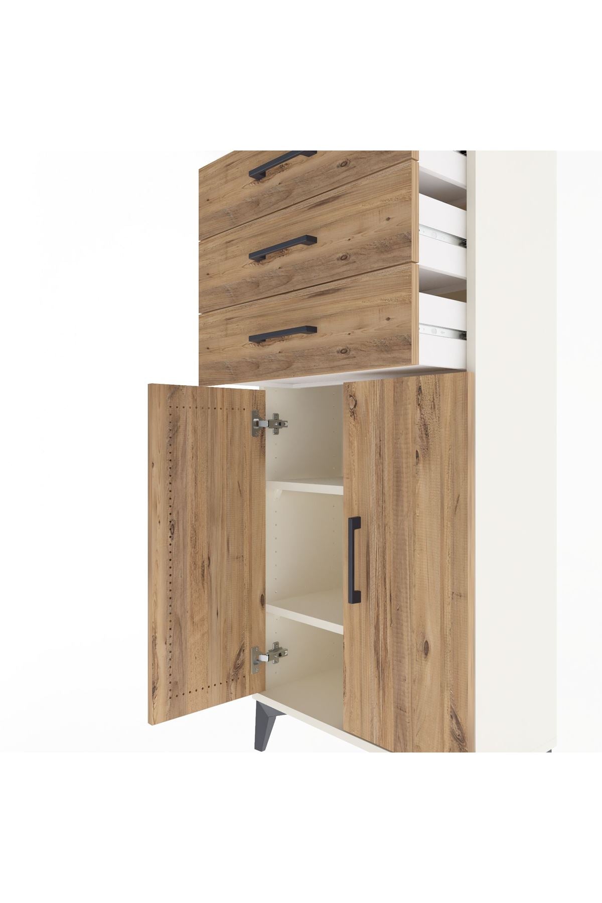 Arges Dolap 2 Raflı 3 Çekmeceli 2 Kapaklı 60x30x134 Aytaşı-Çam