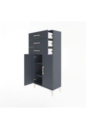 Arges Dolap 2 Raflı 3 Çekmeceli 2 Kapaklı 60x30x134 Antrasit-Antrasit