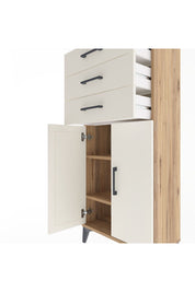 Arges Dolap 2 Raflı 3 Çekmeceli 2 Kapaklı 60x30x134 Çam-Aytaşı