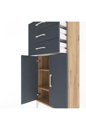 Arges Dolap 2 Raflı 3 Çekmeceli 2 Kapaklı 60x30x134 Çam-Antrasit