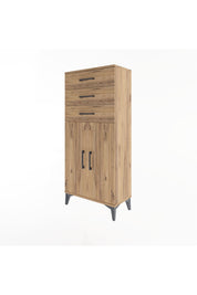 Arges Dolap 2 Raflı 3 Çekmeceli 2 Kapaklı 60x30x134 Çam-Çam