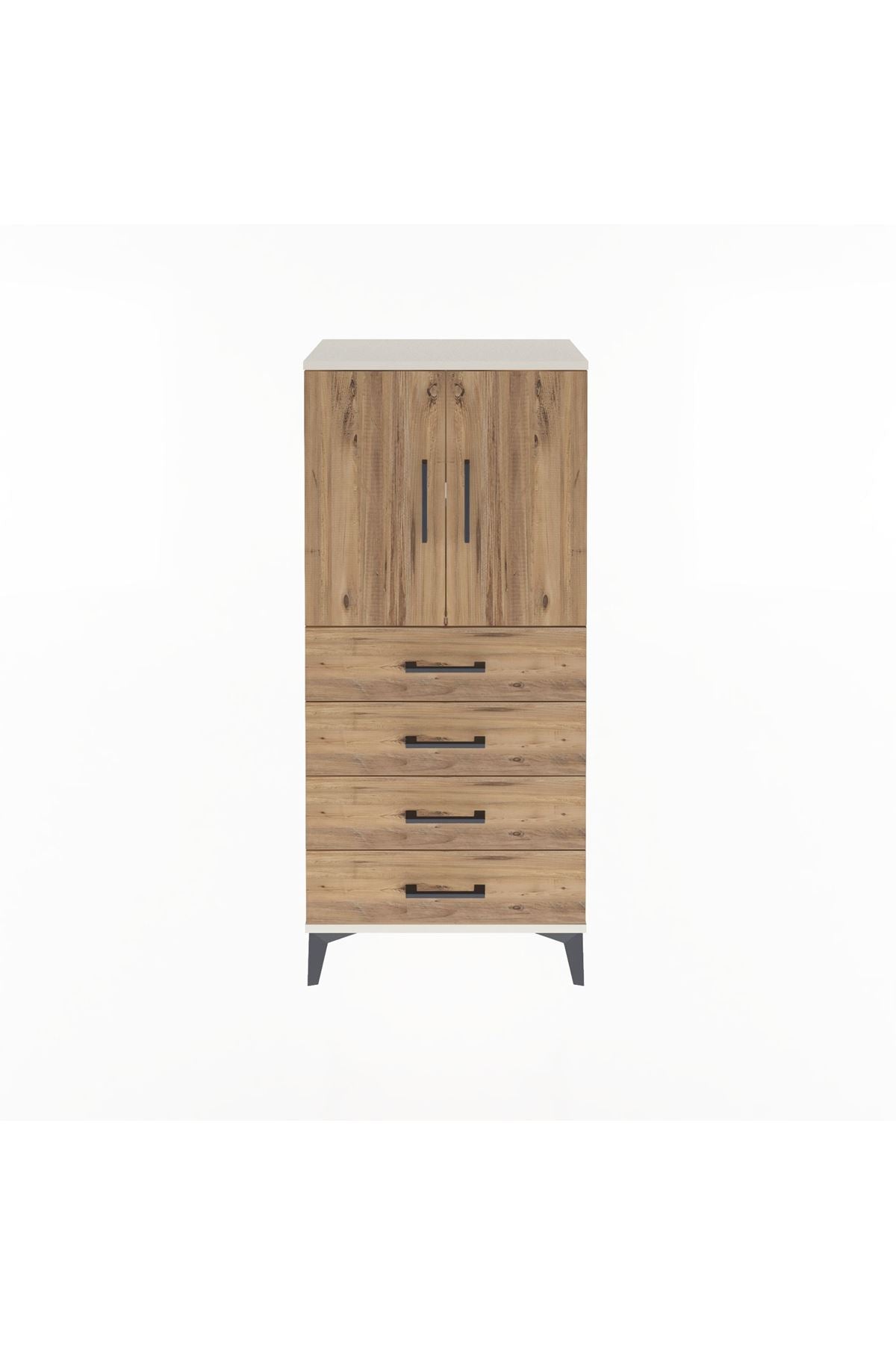 Arges Dolap 2 Raflı 4 Çekmeceli 2 Kapaklı 60x30x134 Aytaşı-Çam