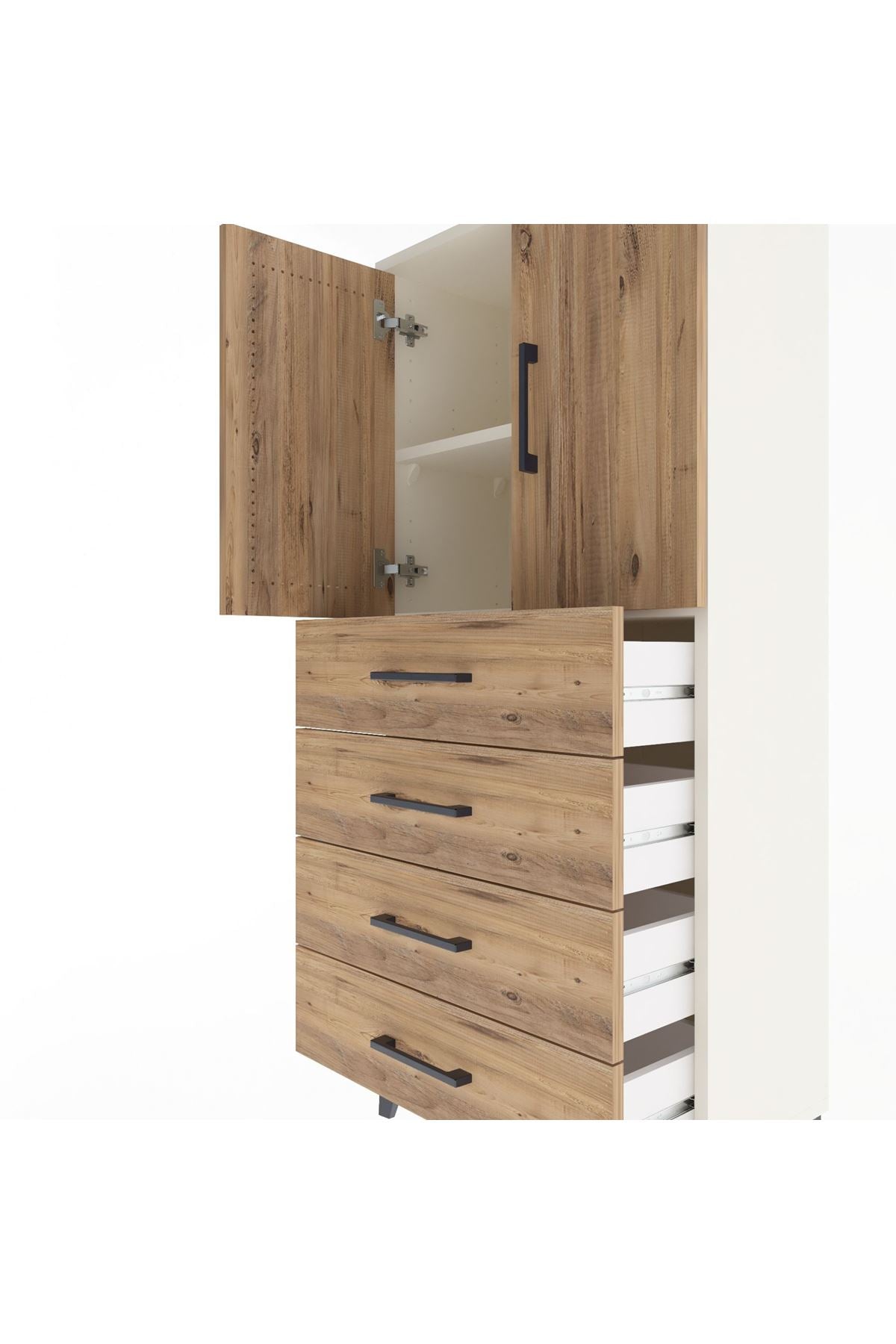 Arges Dolap 2 Raflı 4 Çekmeceli 2 Kapaklı 60x30x134 Aytaşı-Çam