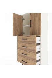 Arges Dolap 2 Raflı 4 Çekmeceli 2 Kapaklı 60x30x134 Aytaşı-Çam