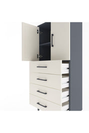 Arges Dolap 2 Raflı 4 Çekmeceli 2 Kapaklı 60x30x134 Antrasit-Aytaşı