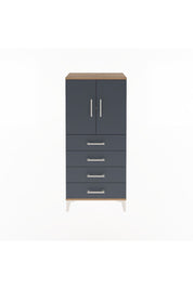 Arges Dolap 2 Raflı 4 Çekmeceli 2 Kapaklı 60x30x134 Çam-Antrasit