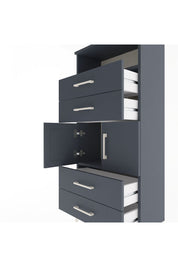 Arges Dolap 2 Raflı 4 Çekmeceli 2 Kapaklı 60x30x134 Antrasit-Antrasit