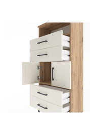 Arges Dolap 2 Raflı 4 Çekmeceli 2 Kapaklı 60x30x134 Çam-Aytaşı