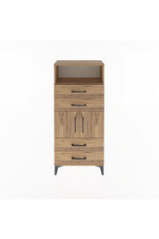 Arges Dolap 2 Raflı 4 Çekmeceli 2 Kapaklı 60x30x134 Çam-Çam