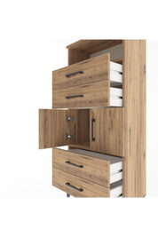 Arges Dolap 2 Raflı 4 Çekmeceli 2 Kapaklı 60x30x134 Çam-Çam