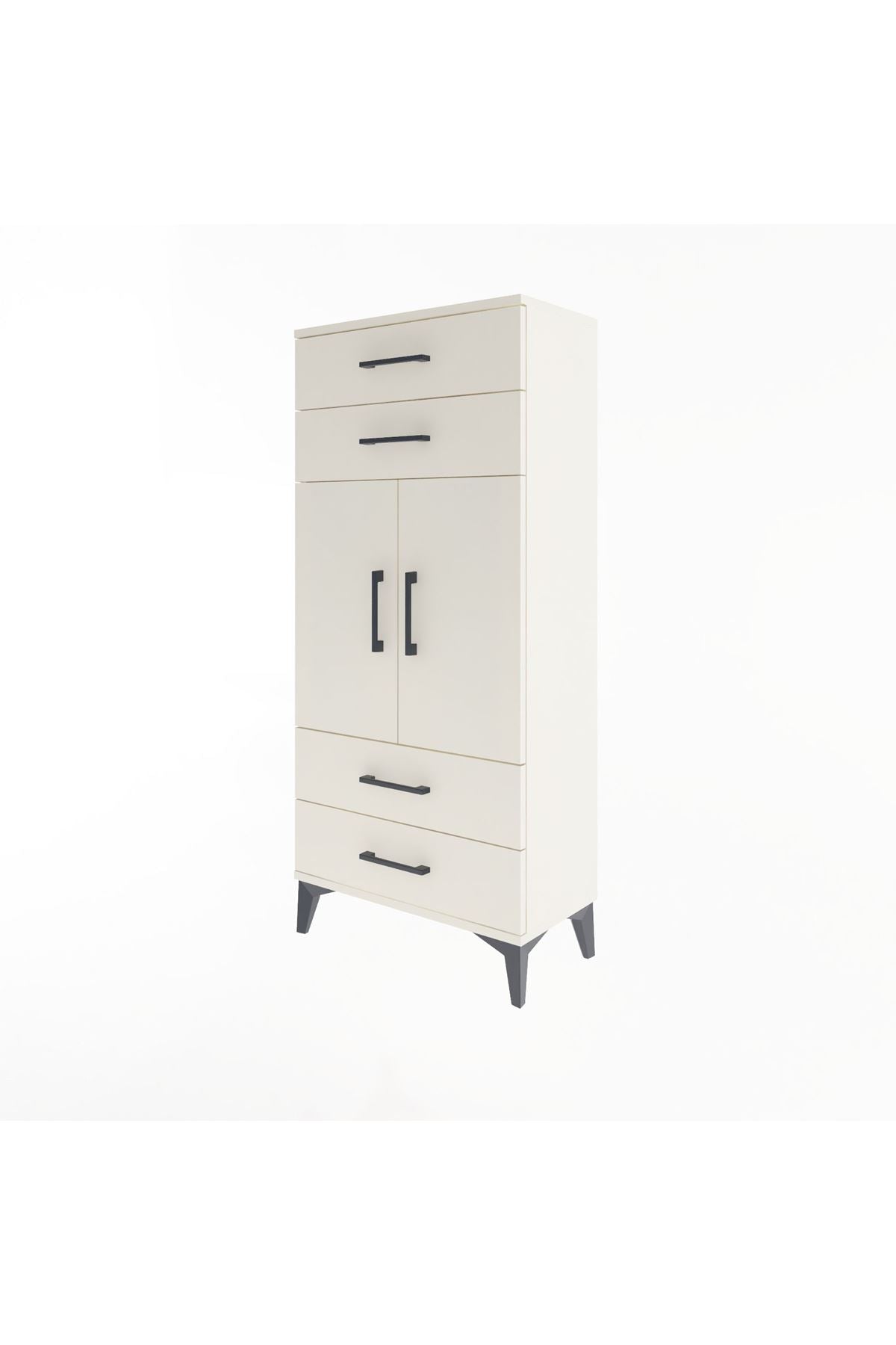 Arges Dolap 2 Raflı 4 Çekmeceli 2 Kapaklı 60x30x134 Aytaşı-Aytaşı