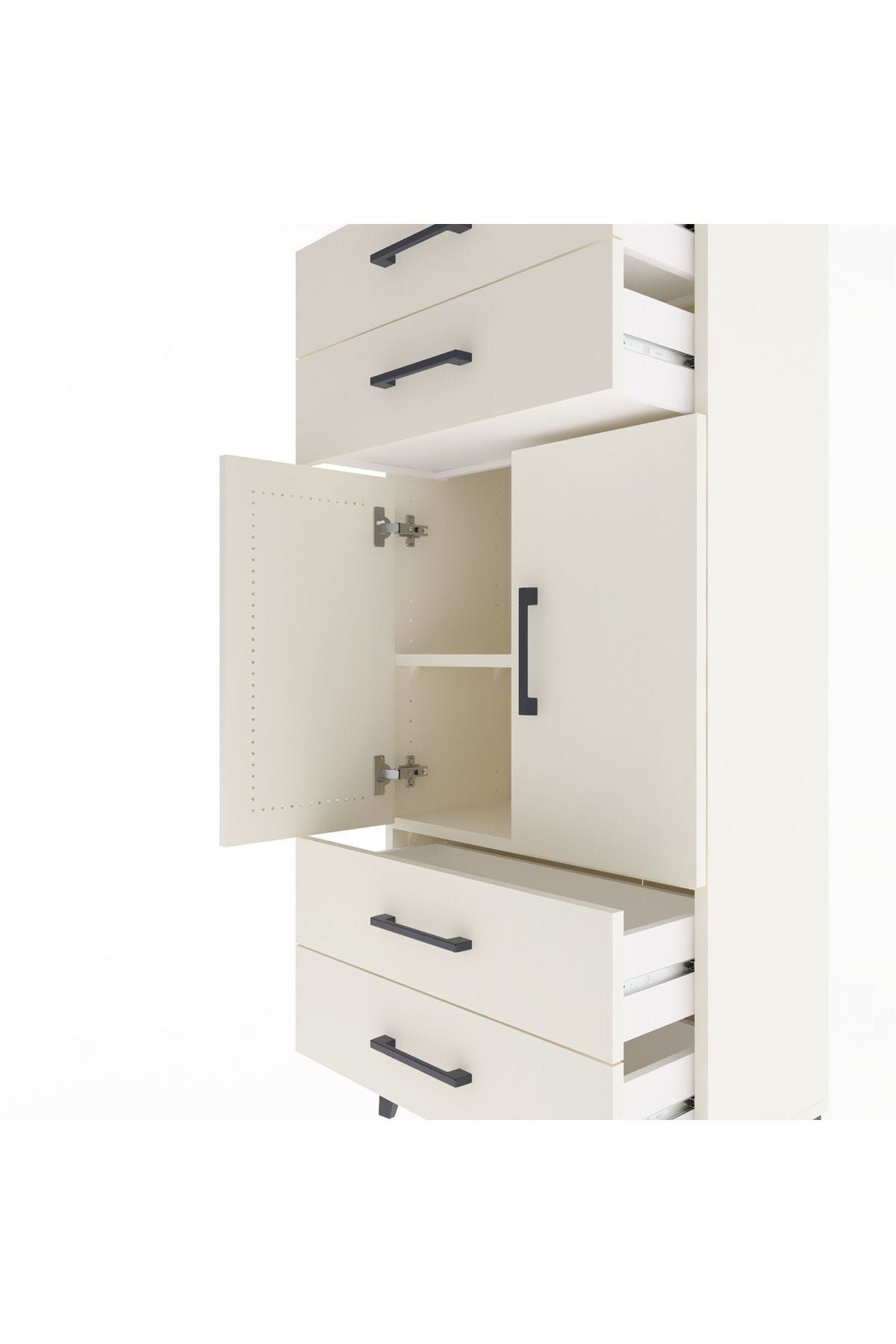 Arges Dolap 2 Raflı 4 Çekmeceli 2 Kapaklı 60x30x134 Aytaşı-Aytaşı