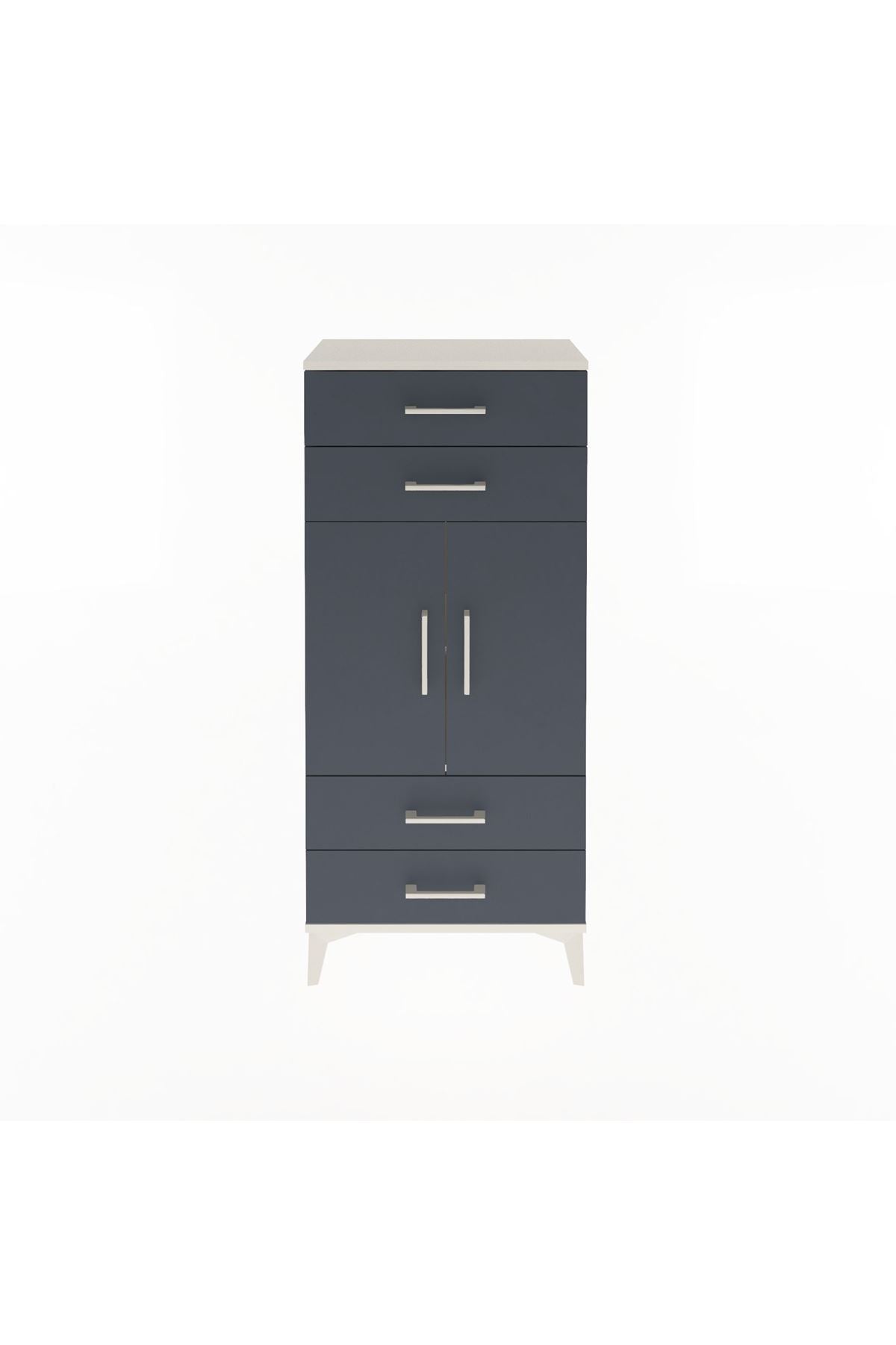 Arges Dolap 2 Raflı 4 Çekmeceli 2 Kapaklı 60x30x134 Aytaşı-Antrasit