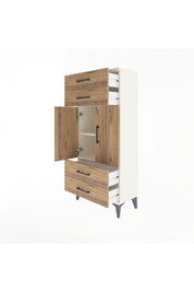 Arges Dolap 2 Raflı 4 Çekmeceli 2 Kapaklı 60x30x134 Aytaşı-Çam