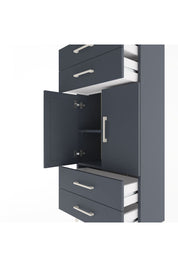 Arges Dolap 2 Raflı 4 Çekmeceli 2 Kapaklı 60x30x134 Antrasit-Antrasit