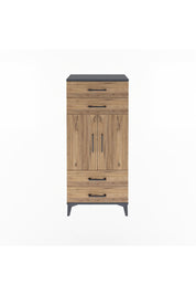 Arges Dolap 2 Raflı 4 Çekmeceli 2 Kapaklı 60x30x134 Antrasit-Çam