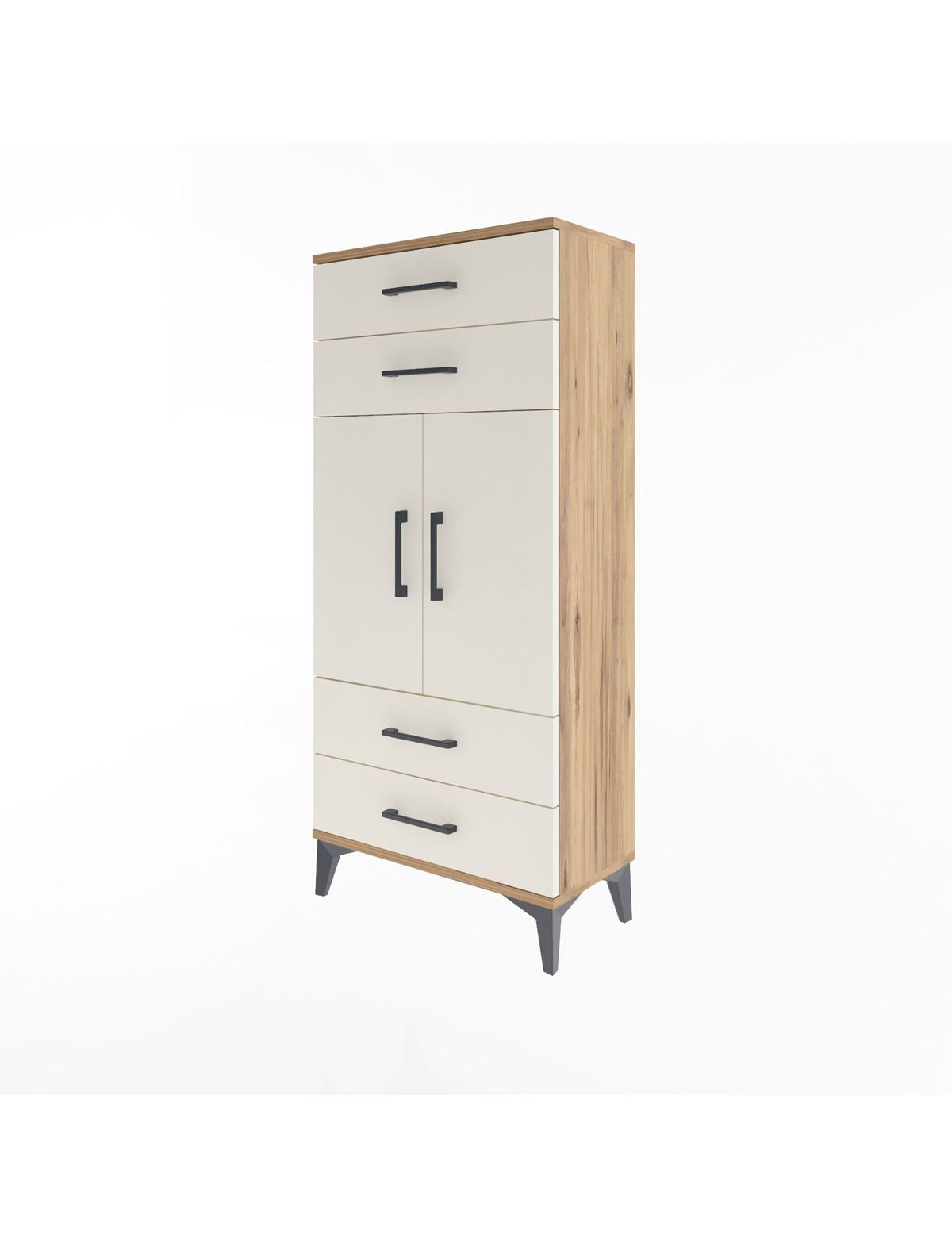 Arges Dolap 2 Raflı 4 Çekmeceli 2 Kapaklı 60x30x134 - S17M121V7A