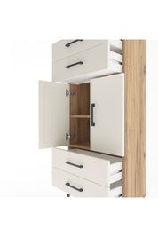 Arges Dolap 2 Raflı 4 Çekmeceli 2 Kapaklı 60x30x134 Çam-Aytaşı