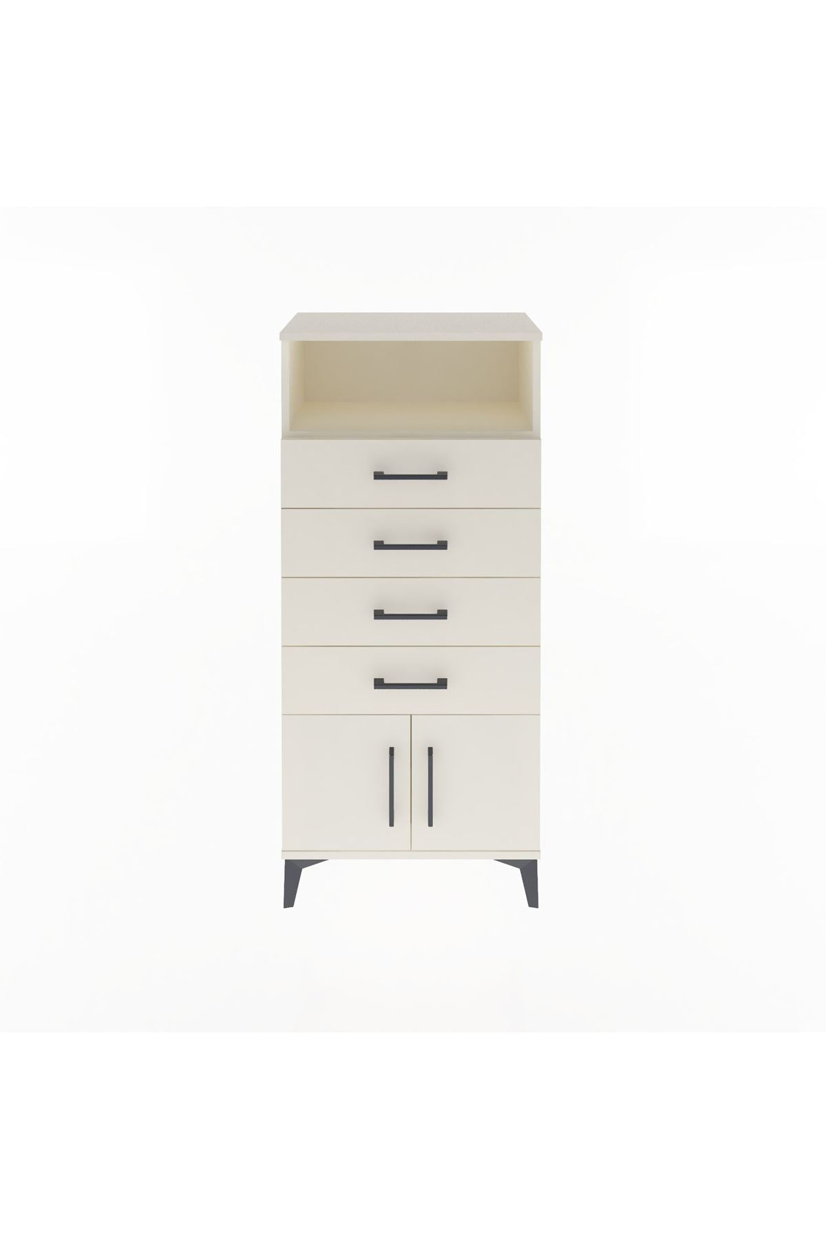 Arges Dolap Tek Raflı 4 Çekmeceli 2 Kapaklı 60x30x134 Aytaşı-Aytaşı