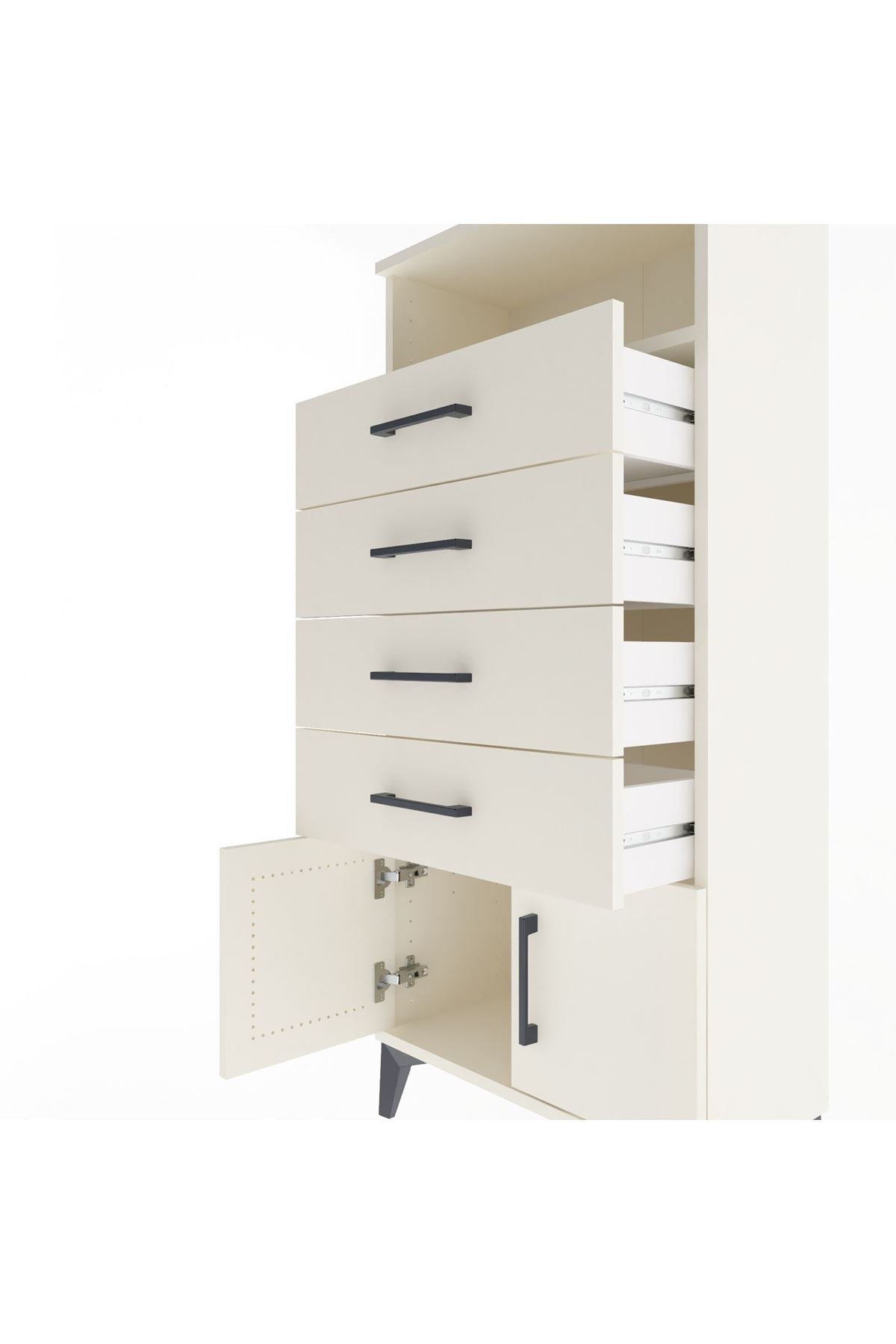 Arges Dolap Tek Raflı 4 Çekmeceli 2 Kapaklı 60x30x134 Aytaşı-Aytaşı